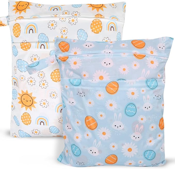 2pcs Travel Waterproof Laundry Bag, Cloth Diaper Wet Dry Bags by SANFERGE