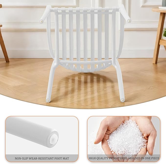 Patio Dining Chairs Set of 4, All-Weather Outdoor and Indoor Stackable Chairs with Curved Back, Waterproof for Patio, Deck, Porch, Backyard, Restaurant & Cafe Use, White - Image 5