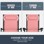 Best Choice Products 30” Wide Folding Zero Gravity Outdoor Recliner Patio Lounge Chair w/Adjustable Canopy Shade, Headrest, Side Accessory Tray - Pink - Image 4
