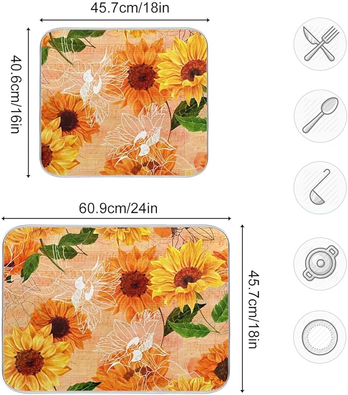 Super Absorbent Dish Drying Mat, Microfiber Fast-Drying Dish Mat, Kitchen Dish - Image 3