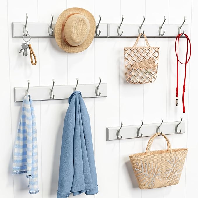 Forbena White Coat Rack Wall Mount 4-Pack, Coat Hanger Wall Mounted - Image 2