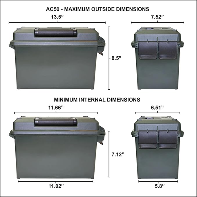 MTM AC50C Ammo Can, 50 Caliber, Field Boxes, Lockable Storage Box - Image 5