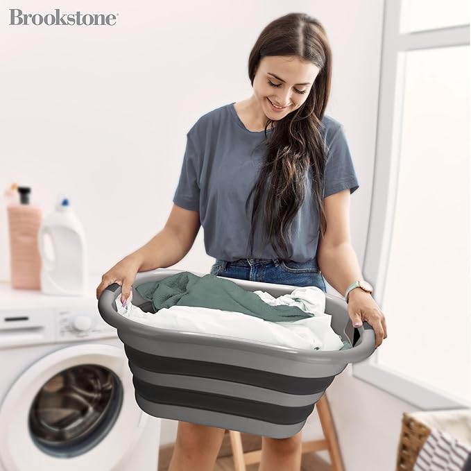 BROOKSTONE Collapsible Laundry Basket Set, Modern Medium Collapsible Basket Set - Image 2