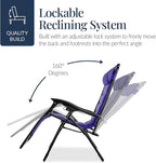 Best Choice Products Oversized Padded Zero Gravity Chair, Folding Outdoor Patio Recliner, XL Anti Gravity Lounger for Backyard w/Headrest, Cup Holder, Side Tray, Polyester Mesh - Purple/Violet - Image 7