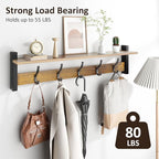 Coat Rack Wall Mount with Shelf, 29 Inch Coat Hanger Walls Mounted, Hat Rack - Image 2