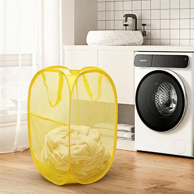 The upgraded pop-up laundry basket features a breathable side pocket mesh design - Image 6