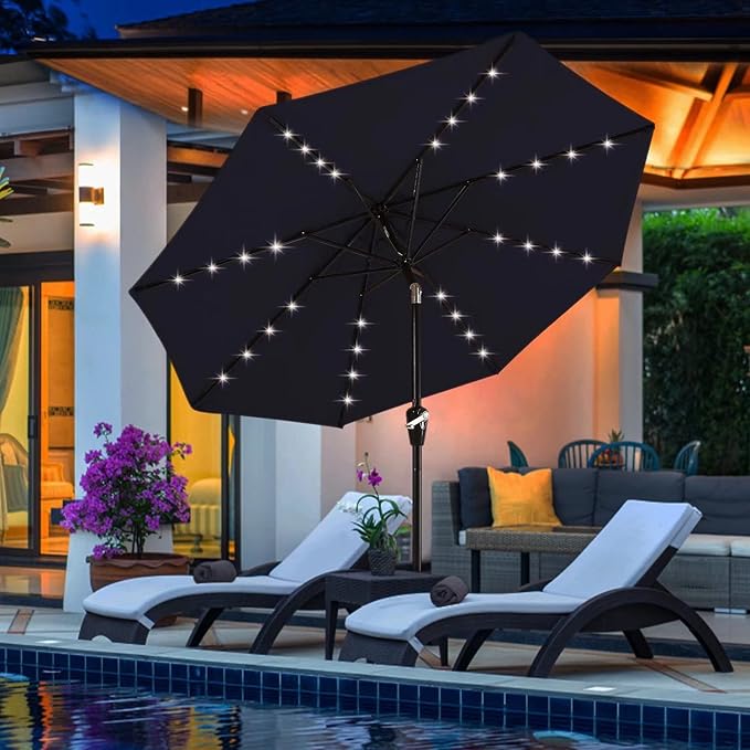 ABCCANOPY Durable Solar Led Patio Umbrellas with 32LED Lights 9FT (Navy Blue) - Image 9