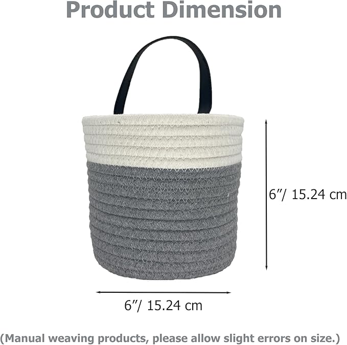 Cotton Rope Hanging Baskets for Organizing 2 Pcs Round Small Wall Basket - Image 5