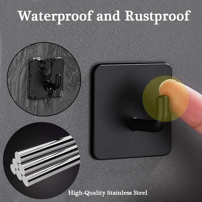 Adhesive Hooks for Hanging, Self-Adhesive Wall Hook for Key Hat Coat, No Drill - Image 5