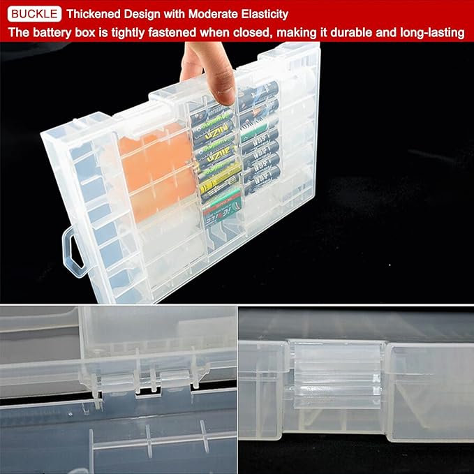 Fielect AAA/AA/C/D Battery Storage Case Holder Organizer Box Transparent - Image 4