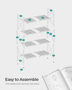 SONGMICS 4-Tier Metal Storage Rack, Shelving Unit with X Side Frames, Dense Mesh, 12.6 x 23.6 x 44.3 Inches, for Entryway, Kitchen, Living Room, Bathroom, Industrial Style, Ink Black UBSC164B01 - Image 8