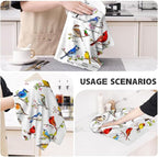 Birds on Branch Kitchen Towels Decorative Set of 4, Absorbent Cardinal - Image 7