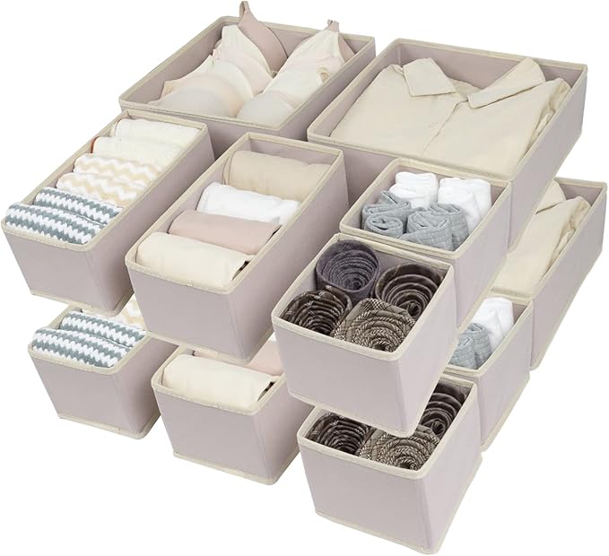12 Pack Drawer Organizer Clothes, Foldable Fabric Dresser Organizer Closet - Image 3