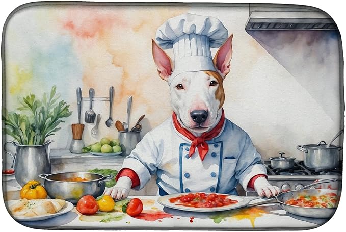 Caroline's Treasures DAC6223DDM Bull Terrier The Chef Dish Drying Mat Absorbent by CarolinesTreasures