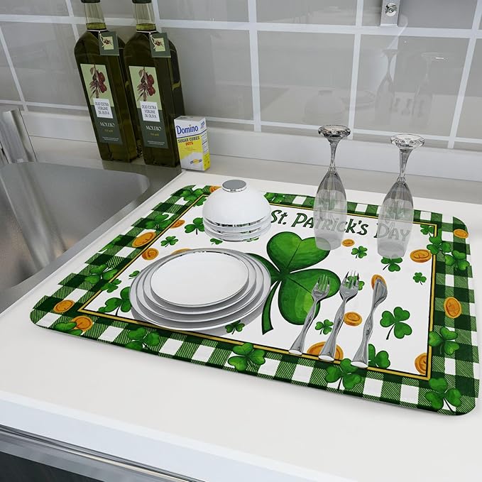 Happy St. Patrick's Day Green Dish Drying Mat 18 x 24 Inch - Image 6