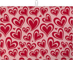 Red Hearts Dish Drying Mat for Kitchen Counter Microfiber Absorbent Dish by VisittheDuibelproduct