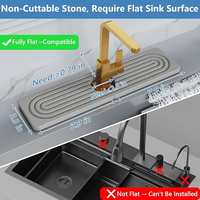 Stone Quick Dry Faucet Mat for Kitchen Sink Stone Faucet Mat for Kitchen Sink - Image 2