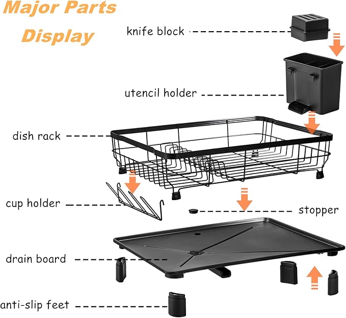 Lyellfe Dish Drying Rack, Rust-Proof Dish Drainer - Image 2