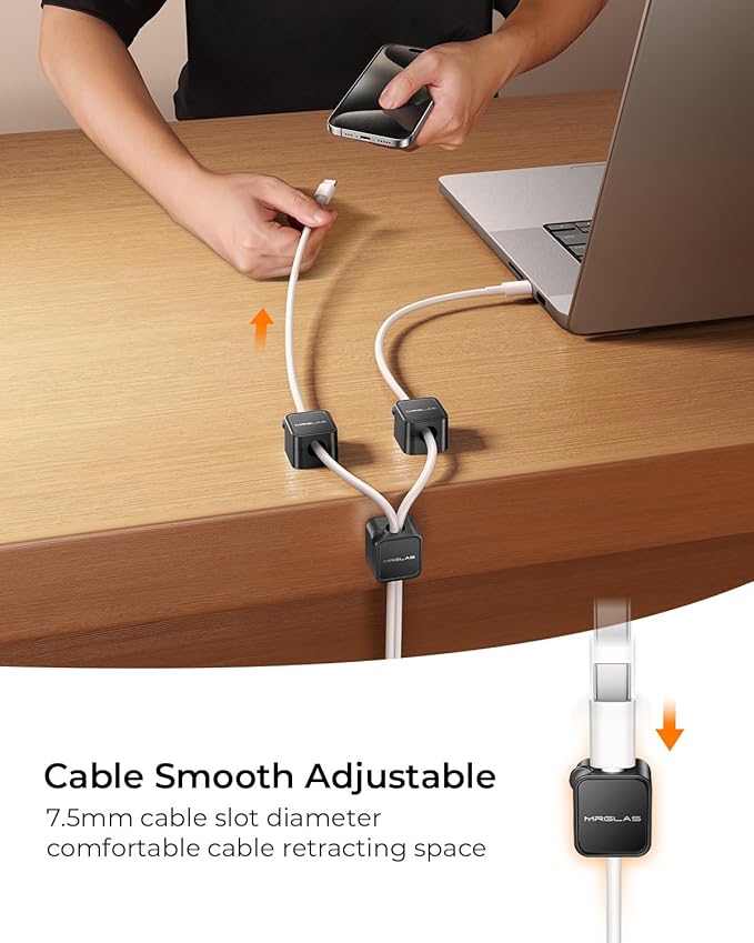 MRGLAS 10-Pack Magnetic Cable Management Cord Organizer, Cable Holder Clips - Image 3