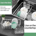 Small Dish Drainer Rack in Sink Adjustable, Expandable Stainless Steel Metal - Image 5