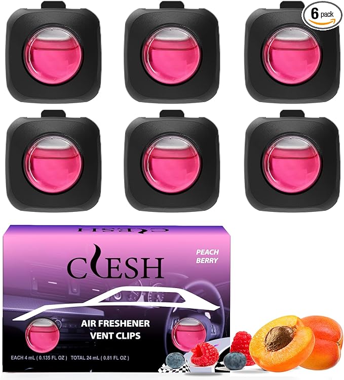 Car Air Fresheners, Peach Berry, 4ml Each, Car Air Freshener vent clips by CLESH