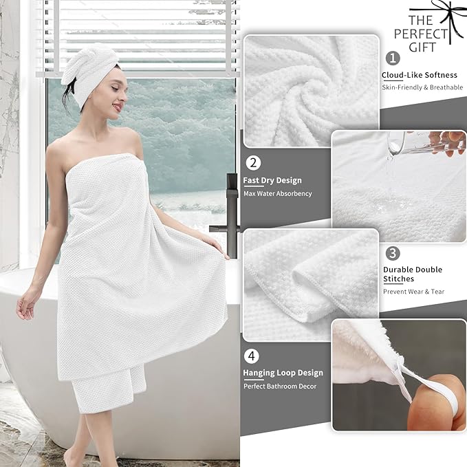 Extra Large Bath Towel Set of 4, Oversized Bath Sheet Super Soft Highly - Image 3