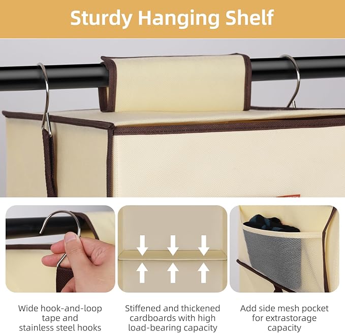 Hanging Closet Organizer 6-Shelf, Upgrade Hanging Shelves - Image 5