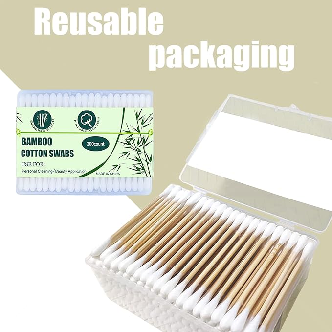 1000pcs Bamboo Cotton Swabs Double Round Cotton Buds - Image 2