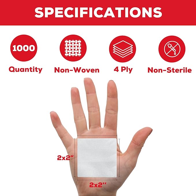 HEALQU 1000 Gauze Pads 2x2 - Image 2