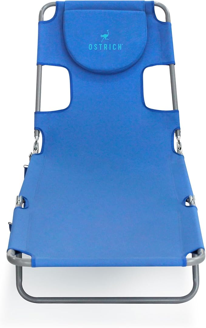 Ostrich Beach Lounge Chair, Folding & Reclining Outdoor Chaise Lounger, Blue - Portable Adjustable Recliner Chair for Lawn, Pool, Patio, Garden, and Yard - Image 8