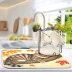 Fall Cats Dish Drying Mat for Kitchen Countertop 18x24 Autumn Maple Leaves - Image 5
