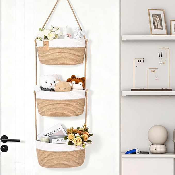 Hanging Basket, 3-Tier Wall Baskets, Over the Door Organizer - Image 2