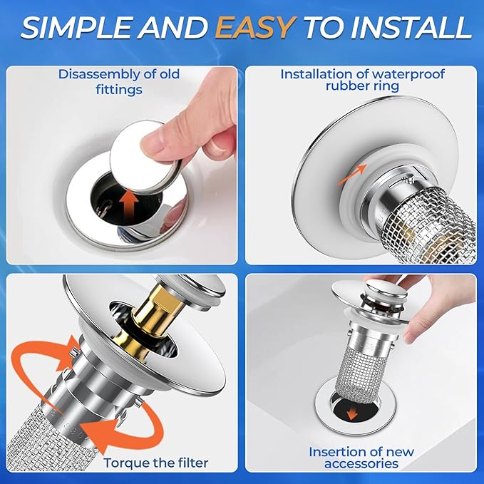 Sink Stopper Hair Catcher, Pop-up Sink Drain Strainer - Image 8
