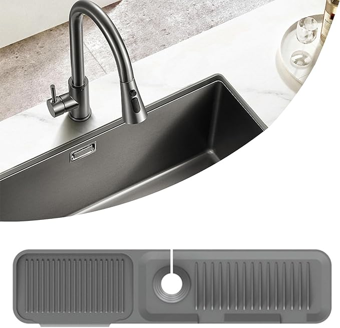 Kitchen Sink Splash Guard Silicone Faucet Handle Drip Catcher Tray Sink by MOODKEYbrand