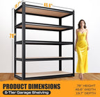 AOARGG 78" H Garage Shelving Heavy Duty Storage Shelves, Metal Adjustable Shelving Unit, Utility Garage Organizer Shelf for Basement, Pantry, Kitchen, Warehouse, 45.6" W x 19.7" D x 78" H, Black - Image 3