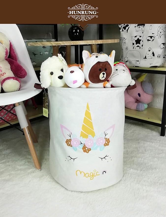 HUNRUNG Laundry Hamper, Large Canvas Fabric Lightweight Storage Basket Toy - Image 3