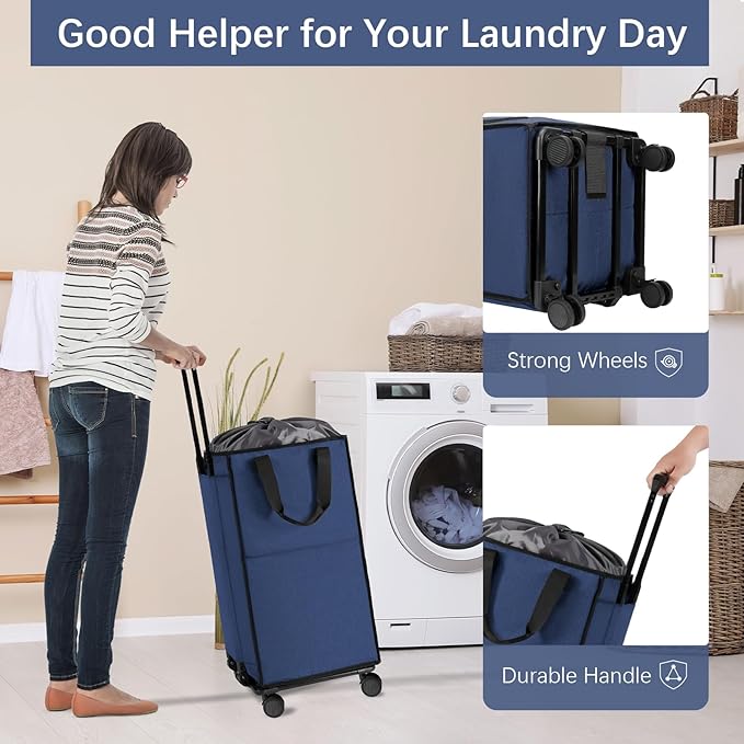Bukere Extra Large Rolling Laundry Basket - Image 2
