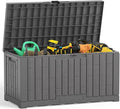 NEWBULIG 60 Gallon Deck Box, Waterproof Outdoor Storage Box with Lockable Lid, Patio Furniture Bench & Side Table, Outside Storage Container, Tool-Free Assembly, for Garden, Pool, Grey by NEWBULIG