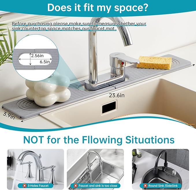 Stone Faucet Mat for Kitchen Sink - Image 3