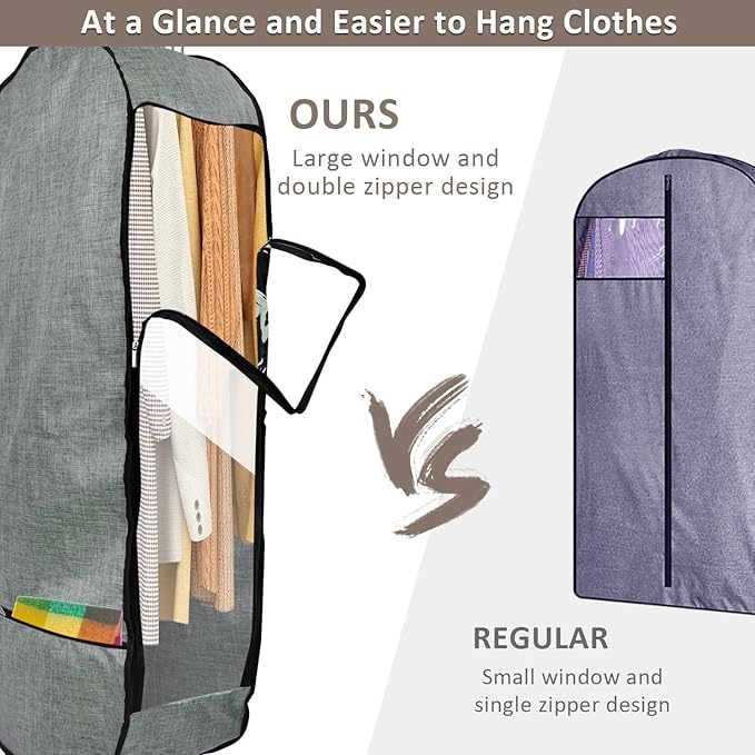 4PCS Garment Bags for Hanging Clothes, Chakera Large Breathable Garment Bag for - Image 5
