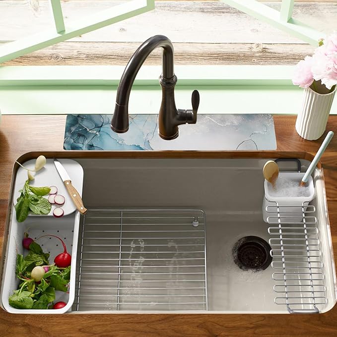 Sink Faucet Absorbing Mat, 2 Pack Drying Mat Around Faucet Sink Splash Guard - Image 2