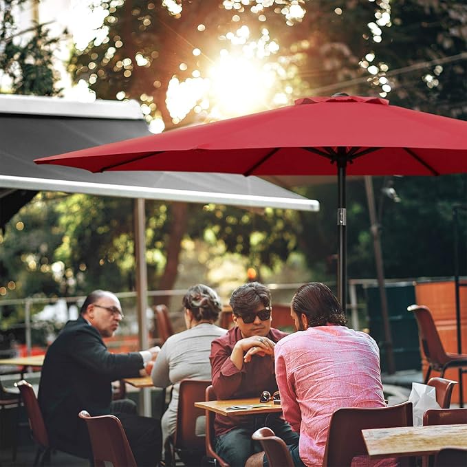 Simple Deluxe 9' Patio Umbrella Outdoor Table Market Yard Umbrella with Push Button Tilt/Crank - Image 6