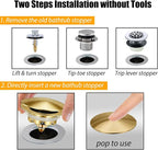 Bathtub Drain Stopper, Pop Up Tub Stopper and Cover, Bottom - Image 4