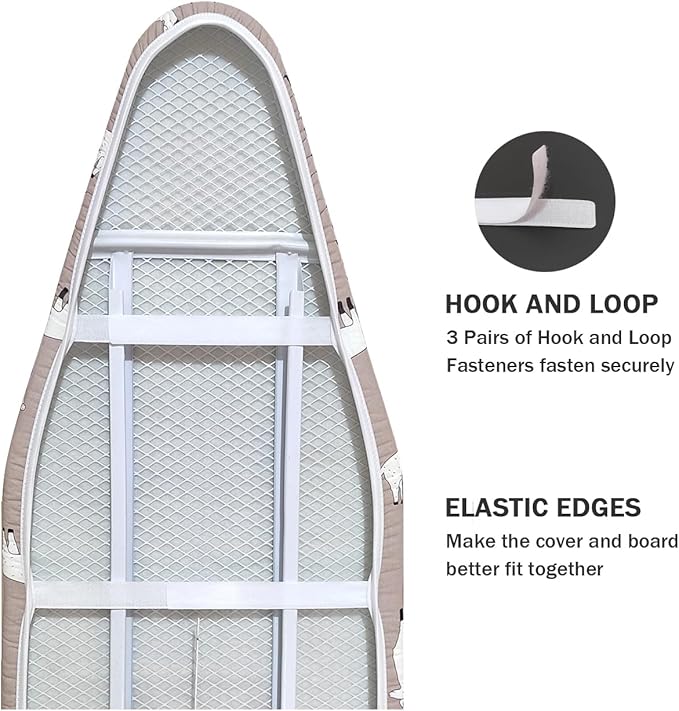 Ironing Board Cover and Pad Standard Size 15" x 54", 3 Pairs of Hook and Loop - Image 4