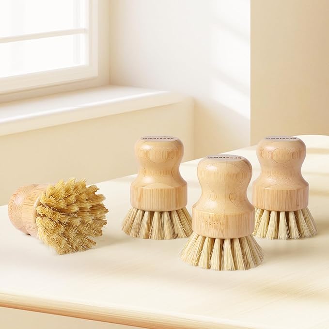 4 Pack Bamboo Dish Brush, Dish Scrubber Brush - Image 7