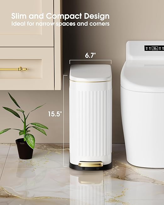 CEROELDA White Bathroom Trash Can - Image 2