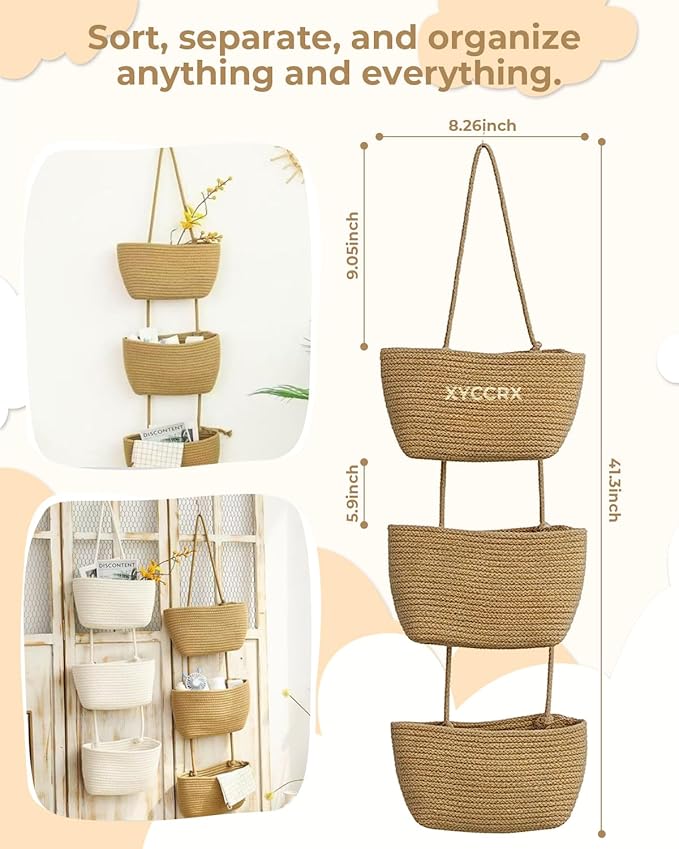 2Pack Over The Door Hanging Basket, 3 Tier Hanging Baskets - Image 3