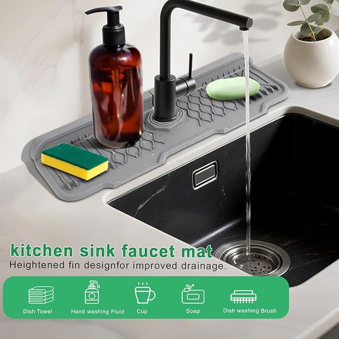 17 Inch Faucet Mat For Kitchen Sink Splash Guard Behind Faucet, ，5°Slope Fast - Image 7