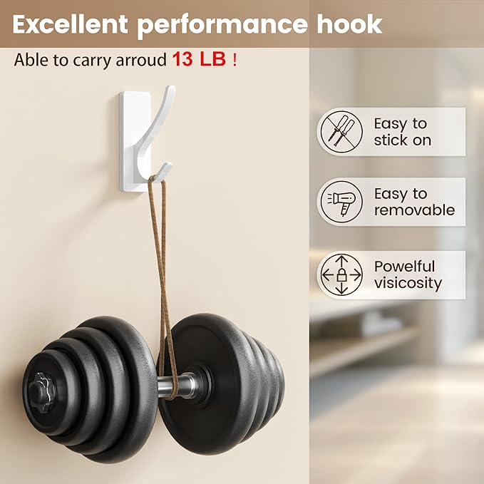 Self Adhesive Towel Hooks: Extra Strong 13LB, Stainless Hook - Image 2