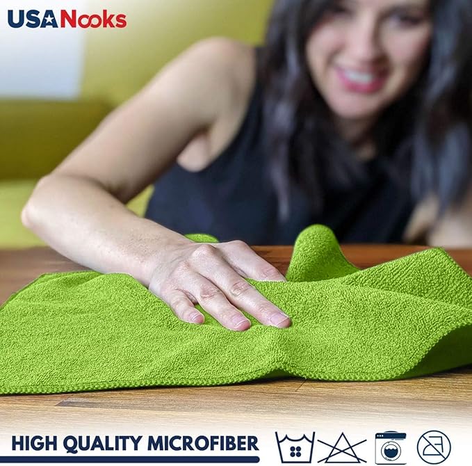 USANOOKS Microfiber Cleaning Cloth Light Green - Image 5